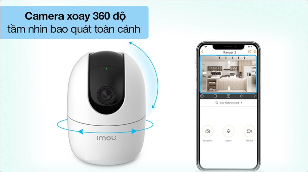 Camera xoay 360 độ cho tầm nhìn bao quát