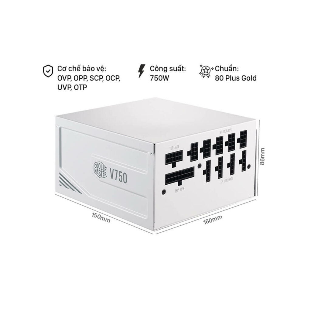 Nguồn máy tính Cooler Master V GOLD V2 750W W-CASE A/EU Cable - Hình ảnh 2