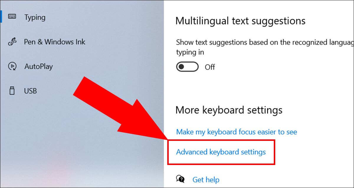 Chọn vào mục Advanced keyboard settings