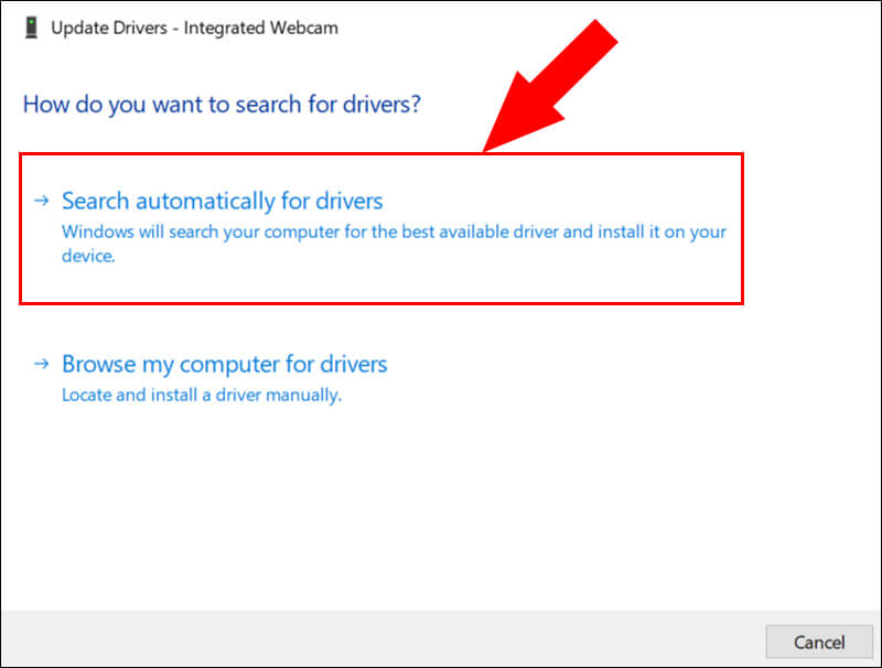 Chọn Search automatically for driver để cập nhật.