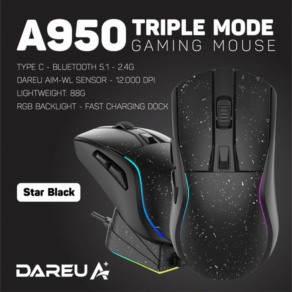 Chuột không dây DAREU A950 Triple Mode Wireless Star Black