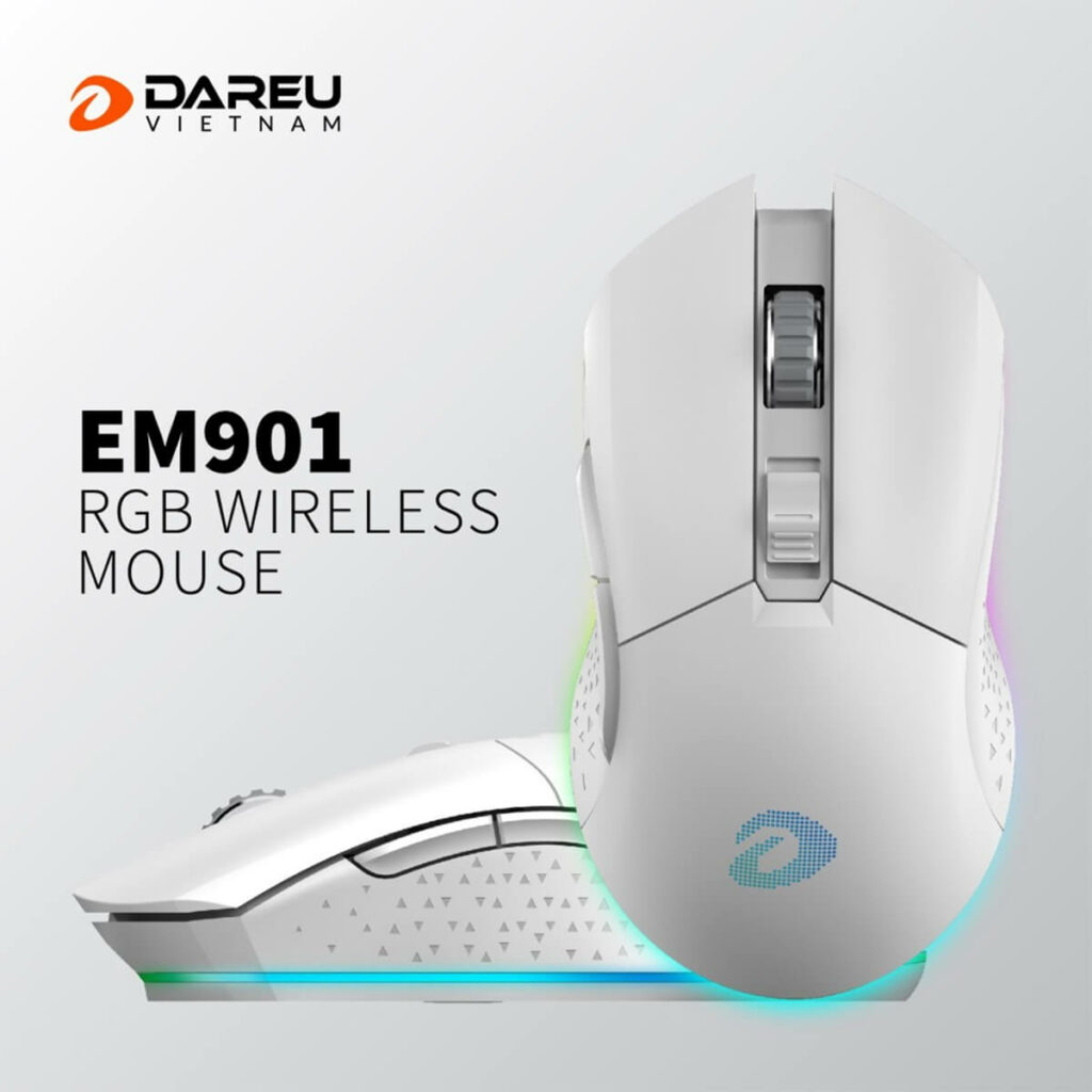 Chuột không dây DAREU EM901 RGB – WHITE (BRAVO ATG4090 sensor)