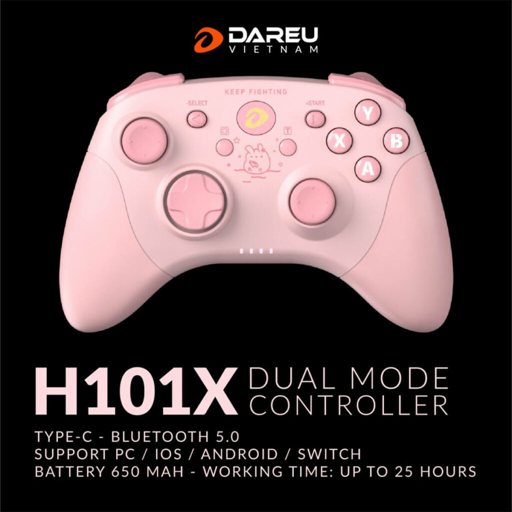 Tay cầm game DareU H101X Wireless Pink