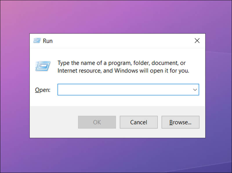 Nhấn tổ hợp phím Windows + R để mở hộp thoại Run