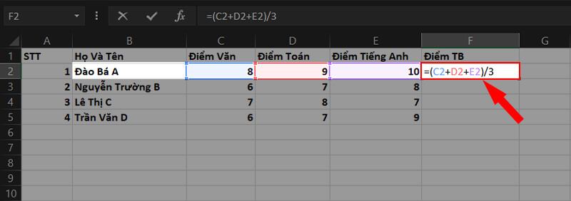 Cách tính trung bình theo từng giá trị trong Excel