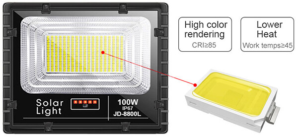 Công nghệ đèn LED của Đèn năng lượng mặt trời 100W JD-8800L