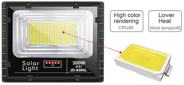 Công nghệ đèn LED của Đèn năng lượng mặt trời 300W JD-8300L